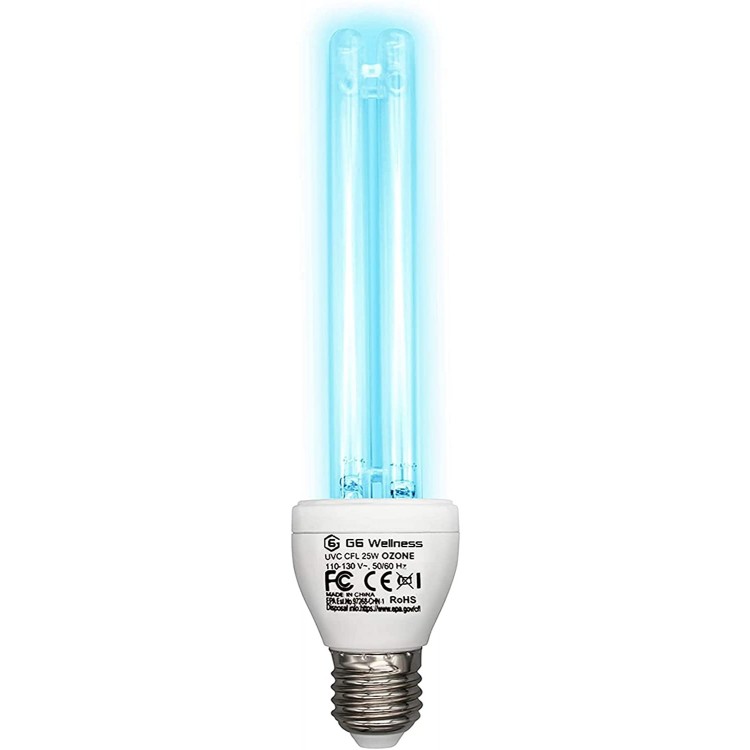 Germicidal UV Sanitizer Light Bulb 25 W 185nm 254nm with Ozone E26 E27 Socket