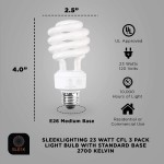 SleekLighting E26 Standard Screw Base 23Watt CFL Light Bulb 3 Pack 2700 Kelvin for a Warm White and 1600 Lumens 100 Watt Light Bulb Equivalent UL Listed