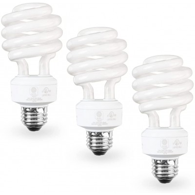 SleekLighting E26 Standard Screw Base 23Watt CFL Light Bulb 3 Pack 2700 Kelvin for a Warm White and 1600 Lumens 100 Watt Light Bulb Equivalent UL Listed