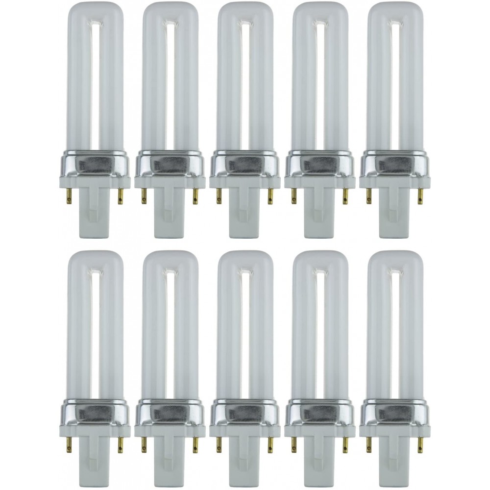Sunlite PL5 SP41K 10PK 2-Pin Fluorescent 5W 4100K Cool White U Shaped PL CFL Twin Tube Plugin Light Bulbs with G23 Base 10 Pack