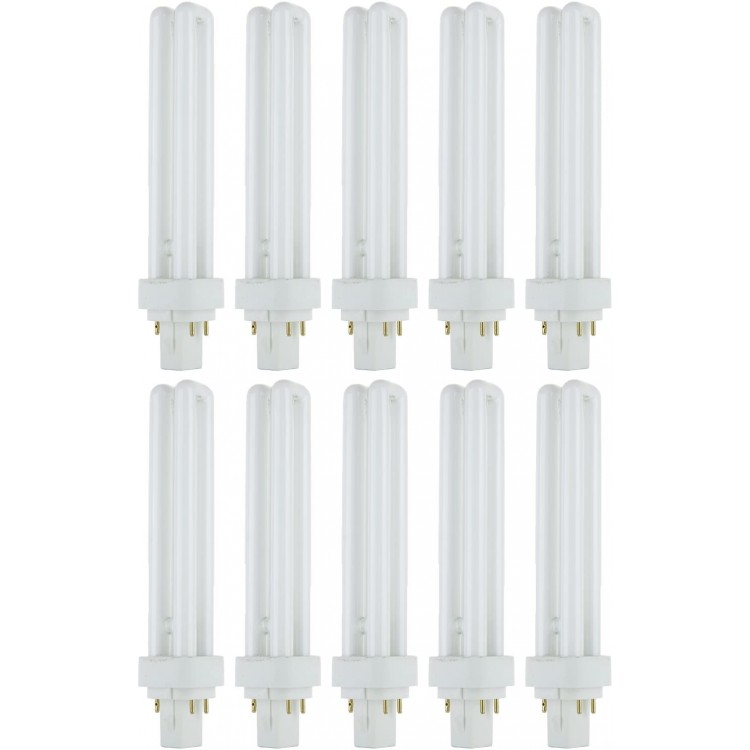 Sunlite PLD26 E SP41K 10PK 4100K Cool White Fluorescent 26W PLD Double U-Shaped Twin Tube CFL Bulbs with 4-Pin G24Q-3 Base 10 Pack