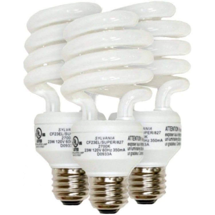 Sylvania 26354 CF23EL SPIRAL 827 RP3 3-PACK Twist Medium Screw Base Compact Fluorescent Light Bulb