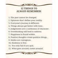 "12 Things To Always Remember"- Inspirational Wall Art- 8 x 10" Print Wall Decor-Ready to Frame. Modern Typographic Print for Home-Office-School Decor. Great Positive Thinking Reminders!