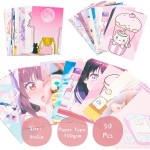50pcs Kawai Anime Aesthetic Picture Wall Collage Kit Pink Cartoon Assembled Print Card Set Dorm Photo Poster Display Trendy Style Art Print Photo Collection Sweet Room Cute Decor For Teen Girls