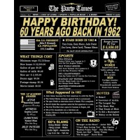 60th Birthday Decorations for Women or Men Party Decorations Supplies Gold Birthday Card Poster for Him or Her Turning 60 Years Old Back in 1962 Print 8 x 10 UNFRAMED