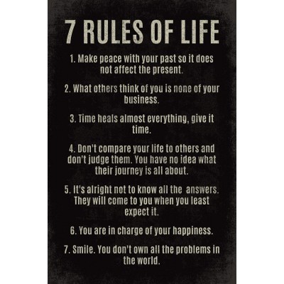 7 Rules Of Life motivational poster print