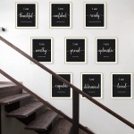 9 Pieces Inspirational Motivational Wall Art Office Bedroom Wall Art Daily Positive Affirmations for Men Women Kids Inspirational Posters Inspirational Positive Quotes Sayings Wall Decor Black