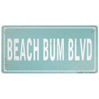 Angeloken Retro Metal Sign Vintage Tin Sign Beach Bum BLVD Sign for Plaque Poster Cafe Wall Art Gift 12 X 6 INCH