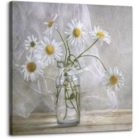Bathroom Wall Decor Flower Canvas Wall Art Modern Gallery Wall Decor Print White daisy Flower in Bottle Theme Picture Artwork for Walls Ready to Hang for Kitchen Bedroom Decor Size 14x14