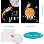 Blulu 9 Pieces Outer Space Décor Kids Nursery Bedroom Space Posters Decor 8 x 10 Inch Cute Inspirational Wall Art Decoration for Boys and Girls Playroom Bedroom Nursery Room Décor