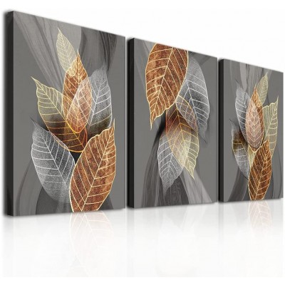 Canvas Wall Art For Living Room Family Wall Decorations For Kitchen Modern Bathroom Wall Decor Black Paintings Abstract Leaves Pictures Artwork Inspirational Canvas Art Bedroom Home Decor 3 Pieces