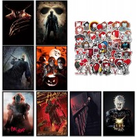 GTOTd Anime Horror Movie poster Wall Poster 8-Pack（with Clown stickers 50pcs）11.5" x 16.5" Unframed Version HD Canvas Printing Poster for Living Room Bedroom Club Wall Art Decor