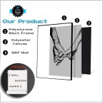 Hands Forever Framed Canvas Wall Art For Bedroom Ready To Hang Black Frame Black & White Prints for Couples Love Drawing Artwork Wall Pictures for Bedroom Decor 12"x16" x3 Panels