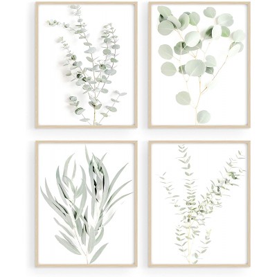 Haus and Hues Botanical Plant Wall Art Prints Set of 4 Plant Wall Decor Prints Floral Kitchen Plant Pictures Flower Leaves Wall Art Boho Leaf Eucalyptus Wall Decor UNFRAMED 8x10