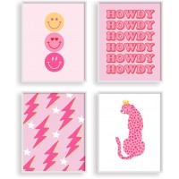 heilkee Preppy Room Decor Aesthetic Hot Pink White Wall Art for Teen Girls Bedroom Pink College Dorm Room Posters Trendy Wall DecorUNFRAMED 8x10in