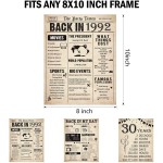 HOMANGA 30th Birthday Decorations for Men or Women 3 Pieces Vintage 30th Birthday Anniversary Posters Back in 1992 Party Decoration Supplies 30th Gifts for Women Men Him Her 8x10 Inch