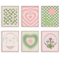 InSimSea Green and Pink Wall Art Set for Living Room Danish Pastel Aesthetic Room Decor Abstract Home Wall Art Decorations for Living Room 8X10in,UNFRAMED