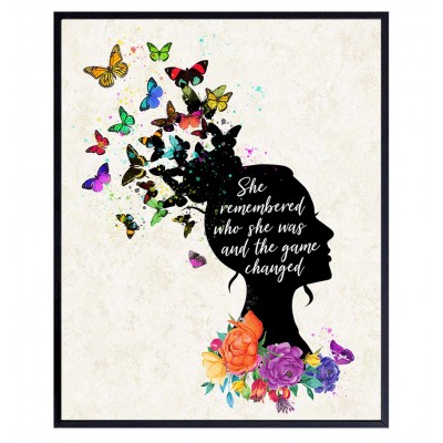 Inspirational Wall Art Decor Positive Quote Home Decoration Motivational Encouragement Gifts for Women -8x10 Poster for Girls or Teens Bedroom Living Room Bathroom Office Floral Butterflies