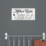 Kitchen Rules Wall Decor Funny Inspirational Quote Canvas Print Art Modern Rustic Farmhouse Kitchen Decorative 8X16 Inch W