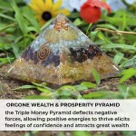 Orgonite Crystal Triple Money Pyramid Energy Generator Promotes Wealth and Prosperity with Green Aventurine Red Garnet and Citrine – Attract Money and Success with Lucky Orgone Crystals