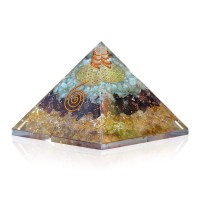 Orgonite Crystal Triple Money Pyramid Energy Generator Promotes Wealth and Prosperity with Green Aventurine Red Garnet and Citrine – Attract Money and Success with Lucky Orgone Crystals