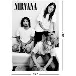 POSTER STOP ONLINE Nirvana Music Poster Print B&W Kurt Krist & Dave Size 24 x 36"