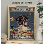 They Whispered to Her You Cannot Withstand The Storm Positive Motivational Uplifting Encouragement Gifts for Women Teens Inspirational Quote Wall Art Boho Decoration Print Dragonfly Wall Decor