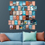 Woonkit Peach Teal Wall Collage Kit Aesthetic Pictures Collage Kit for Wall Aesthetic Aesthetic Wall Collage Cute Room Decor for Teen Girls Trendy Teen Peach Teal Collage Kit 50pcs 4x6 inch