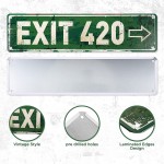 2 Pieces Vintage Exit Sign Decor Retro Stoner Avenue Street Sign and Rustic Exit 420 Sign Metal Tin Sign for Home Wall Decor 4 x 16 Inches