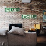 2 Pieces Vintage Exit Sign Decor Retro Stoner Avenue Street Sign and Rustic Exit 420 Sign Metal Tin Sign for Home Wall Decor 4 x 16 Inches