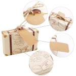 50pcs Mini Suitcase Favor Box Party Favor Candy Box Vintage Kraft Paper with Tags and Burlap Twine for Wedding Travel Themed Party Bridal Shower Decoration