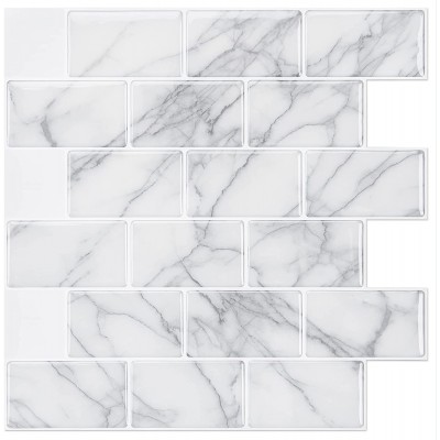 Art3d 10-Sheet Peel and Stick Backsplash Tile for Kitchen 12"x12" Grey Marble