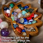 Curawood Lotus Crystal Tray for Stones Display Your Crystals & Healing Stones Crystal Holder for Stones Display Crystal Shelf Display for Stones Crystal Organizer Bowl for Crystals Stones