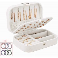 DREAM&GLAMOUR Travel Jewelry Case,Double Layer Jewelry Travel Box,Travel Jewelry Case Gift for Women,Girls with 6pcs Bracelets Gift（Necklace Earring Rings Sparkle）
