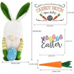 Easter Decorations Easter Decor Gnomes Bunny Plush with Egg & 2 Wooden Signs and 3 Carrots Bundle Farmhouse Rustic Tiered Tray Items Happy Spring Decoration for Indoor Home Table Mantle Office
