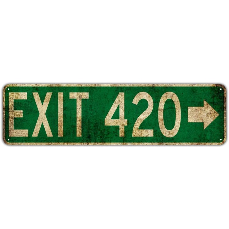 EXIT 420 Street Sign Vintage Rustic Retro 4x16 inch Tin Sign