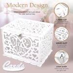 GLM Wedding Card Box With Lock and Key Rustic Wedding Decorations for Reception Card Box for Wedding Wedding Card Boxes for Reception and Bridal Shower White