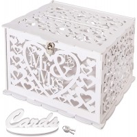 GLM Wedding Card Box With Lock and Key Rustic Wedding Decorations for Reception Card Box for Wedding Wedding Card Boxes for Reception and Bridal Shower White