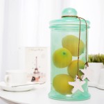 Gorgeous Home Green Glass Jar Decorative Jar with Lid Coastal Style Bathroom Storage Jar with Wooden Star Ornaments Glass5"×10.5"