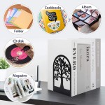 HappyHapi 3 Pairs Decorative Bookends Tree of Life Bookends–Metal Bookends for Heavy Books Anti-Static Paint Surface Anti-Slip Pads Modern Bookends for Desk and Bookshelves