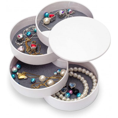 Jewelry Organizer Small Jewelry Box Earring Holder for Women Jewelry Storage Box 4-Layer Rotatable Jewelry Accessory Storage Tray with Lid for Rings Bracelets