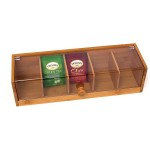 Lipper International 8187 Bamboo Wood and Acrylic Tea Box with 5 Sections 14" x 5" x 3-3 4"