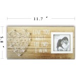 Love You Most The End I Win Rustic Wood Plaque Sign for 3 Inches Photo-Wooden Picture Frame with String Art Heart for Couples Boyfriend and Girlfriend
