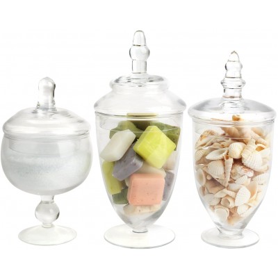 Mantello Decor Glass Apothecary Jars Clear Small Set of 3
