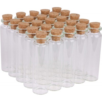 MaxMau 20ml Small Glass Bottles,Tiny Glass Vials,Jars with Cork Stoppers,Message Bottles,Wishing Bottle for Wedding Favors Baby Shower Favors DIY Art Craft Storage,24pcs