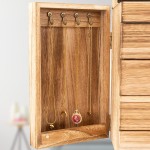 Meangood Jewelry Box Wood for Wowen 5-Layer Large Organizer Box with Mirror & 4 Drawers for Rings Earrings Necklaces Vintage Style Torched Wood