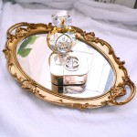 Mukily Mirrored Tray,Decorative Mirror for Perfume Organizer Jewelry Dresser Organizer Tray & Display,Vanity Tray,Serving Tray,9.8'' x 14''Gold