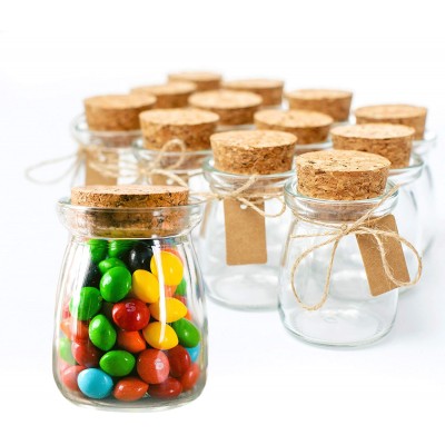 Otis Classic Small Glass Jars with Lids – Set of 12 Mini Honey Jars with Corks for Wedding & Party Favors Apothecary DIY Crafts Candy Pudding & Yogurt 3.4 oz