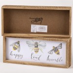 Primitives by Kathy 101758 Inset Box Sign 10" Length x 4.25" Height x 1.75" Width Bees Happy Kind Humble