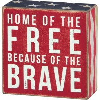 Primitives by Kathy 23148 Patriotic Box Sign 4 x 4 Home Of The Free